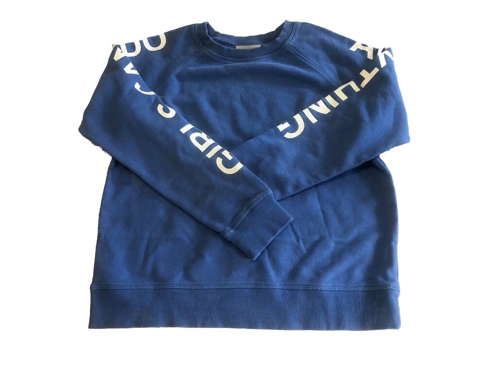 Zadig & Voltaire Girls Can Do Anything Cotton Graphic Sweatshirt Blue Sz 14-S